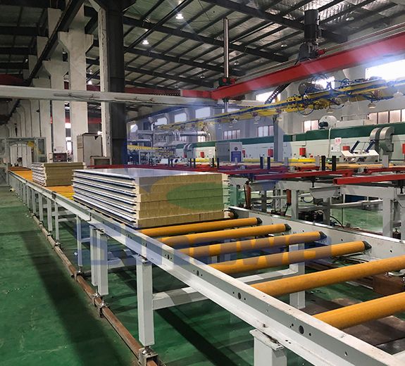 Double Sided Color Steel Rock Wool Sandwich Panel Line,Sinowa