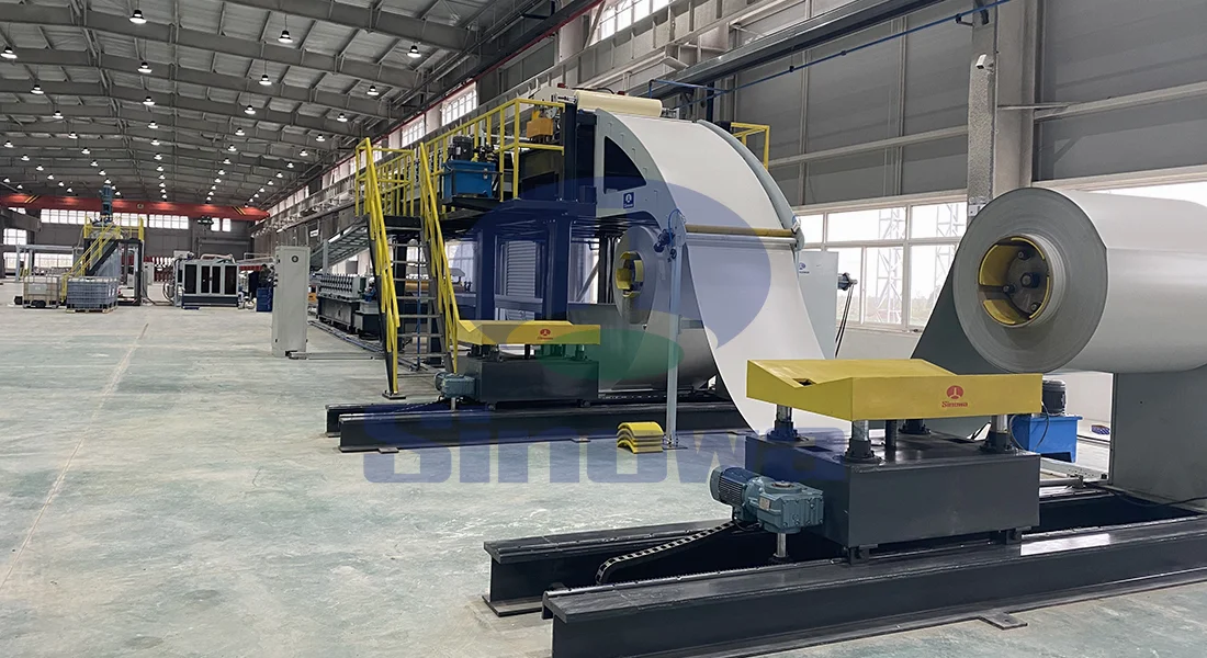 上海玻璃棉夾芯板設(shè)備,continuous pu sandwich panel production line